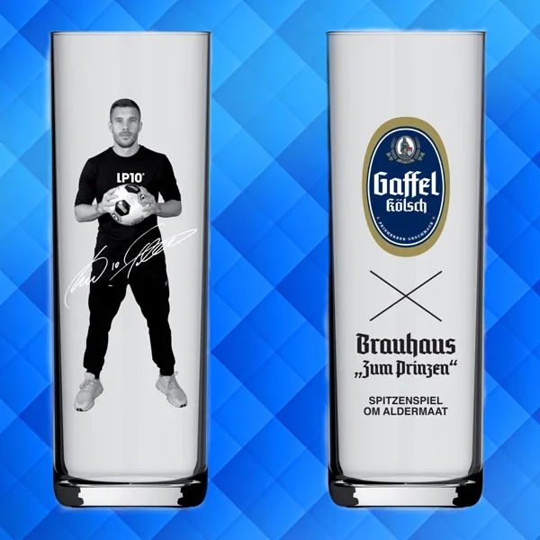 Lukas Podolski Kölsch-Glas mit Autogramm